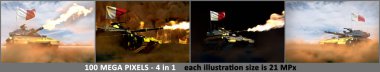 Malta ordusu konsepti - Malta bayrağı ile kurgusal dizayn edilmiş ağır tankın 4 detaylı resmi, askeri 3d İllüstrasyon