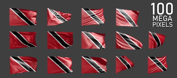 Trinidad och Tobago flagga isolerad - olika bilder av viftande flagga på grå bakgrund - objekt 3D-illustration — Stockfoto