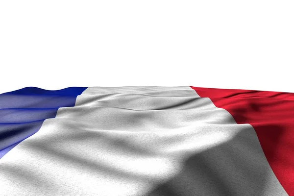 Schöne Attrappe Foto von Frankreich Flagge liegend mit perspektivischer Ansicht isoliert auf weiß mit Platz für Ihren Inhalt - jede Feier Flagge 3d Illustration — Stockfoto