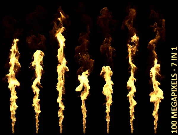 Cadılar Bayramı için 7 çok yüksek çözünürlüklü sevimli izole alev püskürtücü ya da ejderha nefesli ateş görüntüleri ya da herhangi bir tasarım amacı olan nesnenin 3 boyutlu çizimi — Stok fotoğraf
