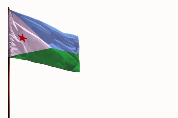 Fluttering Djibouti elszigetelt zászló fehér alapon, mockup a hely a tartalom. — Stock Fotó