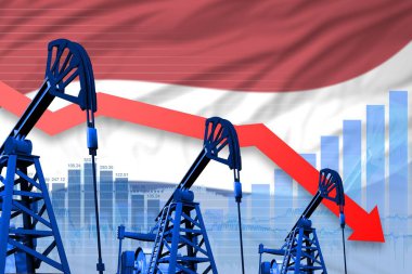 Hollanda bayrağının arka planında düşen grafikler - Hollanda petrol endüstrisi veya pazar konseptinin endüstriyel çizimi. 3d Görüntü
