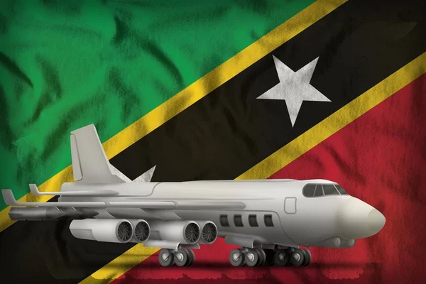 Bombardeiro no fundo da bandeira do estado de São Cristóvão e Nevis. Ilustração 3d — Fotografia de Stock