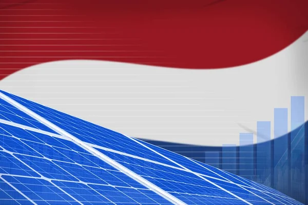 네덜란드 태양 에너지 디지털 그래프 개념 - 환경적 인 천연 에너지 산업 삽화. 3D 삽화 — 스톡 사진