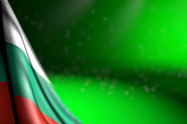 Cute photo of Bulgaria flag hangs in corner on green with selective focus and free space for your content - any feast flag 3d illustration — Stock Photo, Image