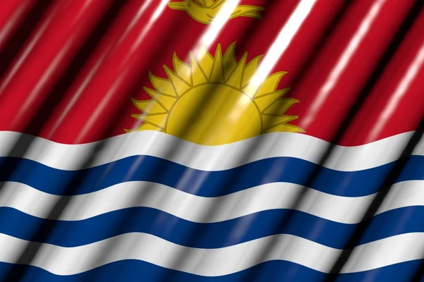 beautiful shiny - looks like plastic flag of Kiribati with big folds - any feast flag 3d illustration