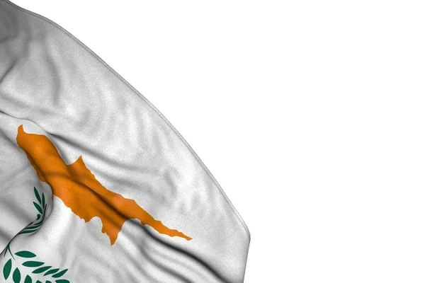 왼쪽 아래 구석에 평평하게 접혀 있는 커다란 주름 이 있는 아름다운 키프로스 깃발 흰색에 붙어 있다 - 어떤 연회 깃발 3D 그림이든 — 스톡 사진