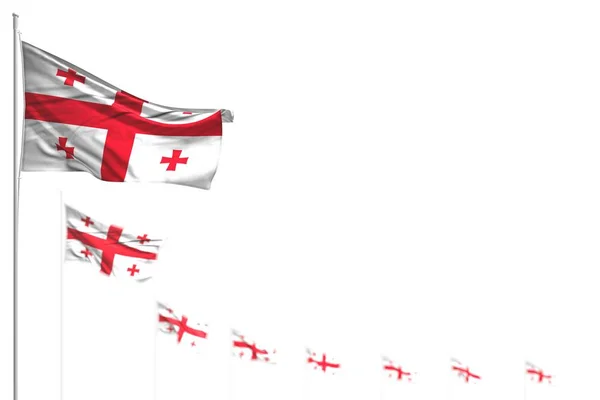 nice Georgia isolated flags placed diagonal, picture with selective focus and place for your text - any holiday flag 3d illustration