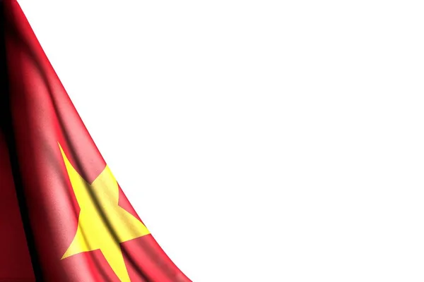 Meravigliosa illustrazione isolata della bandiera del Vietnam pende diagonale - mockup sul bianco con spazio per il vostro testo - qualsiasi bandiera festa 3d illustrazione — Foto Stock