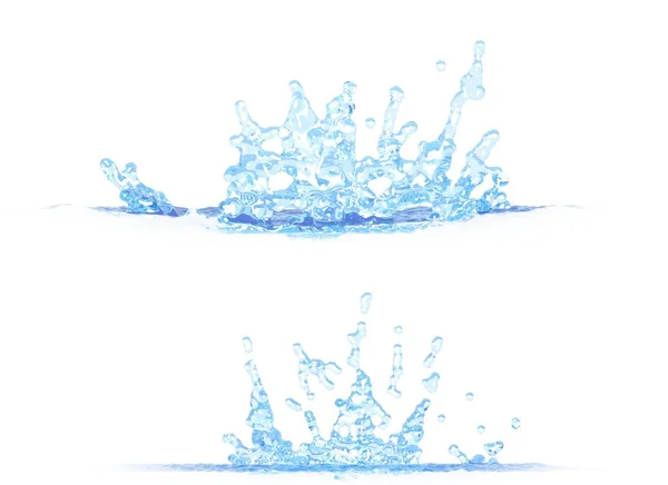 3D illustration of 2 side views of nice water splash - mockup isolated on white, for design purposes — Stock Photo, Image