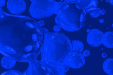 Yaratıcı yumuşak odak mavi sabun parlak sıvı veya kabarcıklar soyut gradyan arkaplan 3d illüstrasyon - arkaplan tasarımı şablonu