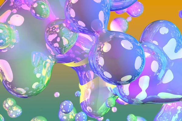 Abstrakte Textur oder Hintergrund der festlich glänzenden Seife wie Schleim der Flüssigkeit mit Gefälle - weicher Fokus 3D Illustration der Hintergrunddesign-Vorlage — Stockfoto