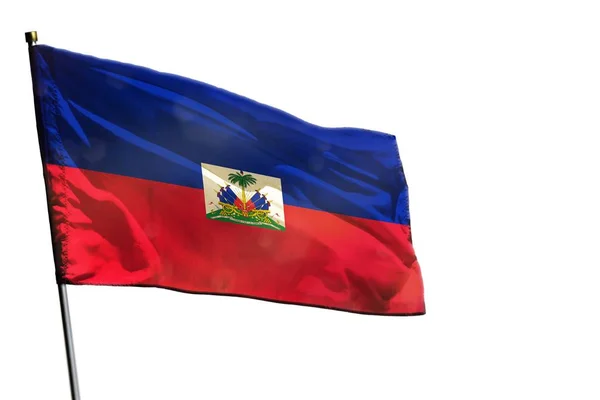 Fluttering Haiti flag on clear white background isolated. — ストック写真