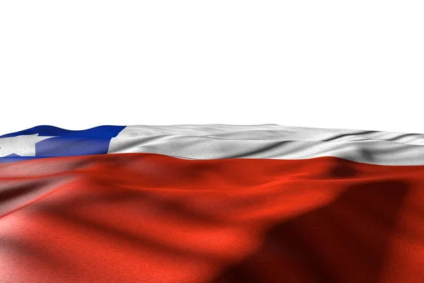 Vacker mockup illustration av Chile flagga låg med perspektiv vy isolerad på vitt med utrymme för text - någon fest flagga 3d illustration — Stockfoto