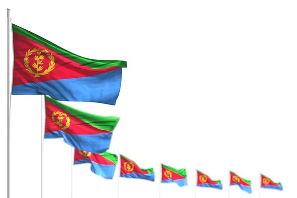 Mooie Eritrea geïsoleerde vlaggen geplaatst diagonaal, foto met zachte focus en ruimte voor tekst - elke vakantie vlag 3d illustratie — Stockfoto