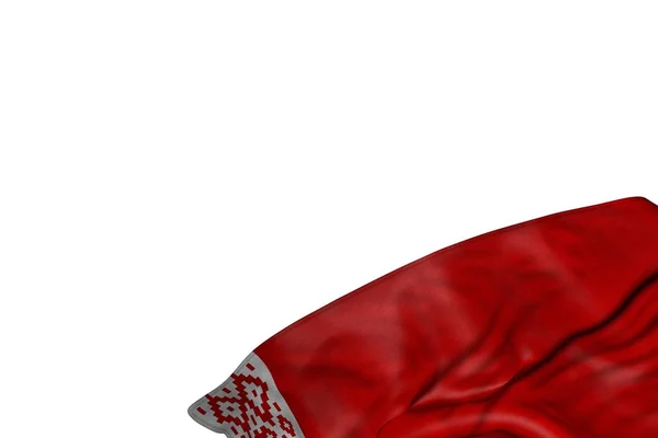 beautiful Belarus flag with big folds lying in bottom right corner isolated on white - any celebration flag 3d illustration