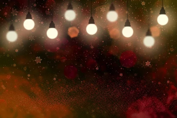 Χαριτωμένο φωτεινά φώτα glitter defocused bokeh αφηρημένο φόντο με λαμπτήρες και νιφάδες χιονιού που πέφτουν πετούν, εορταστική mockup υφή με κενό χώρο για το περιεχόμενό σας — Φωτογραφία Αρχείου