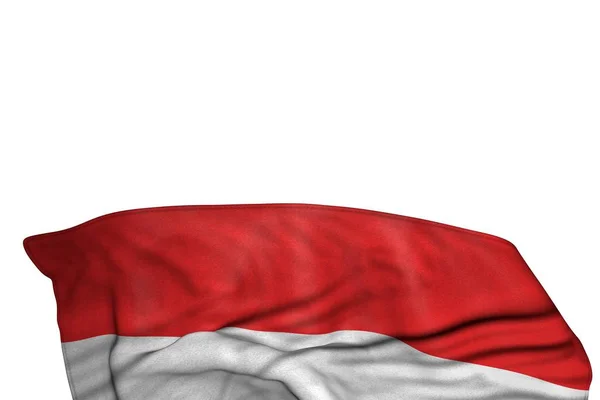 漂亮的也门国旗，大大的褶皱平铺在底部，白色隔离- -任何场合的国旗3D插图 — 图库照片