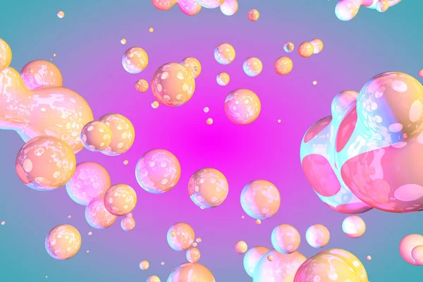 Fundo abstrato ou textura de interferência de sabão brilhante e brilhante como bolhas com gradiente - foco suave ilustração 3D do modelo de design de fundo — Fotografia de Stock