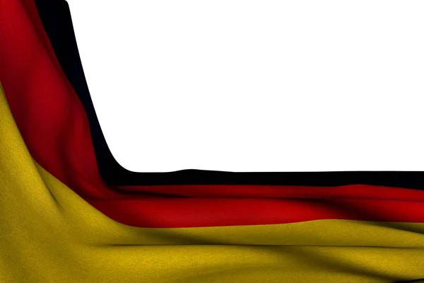 Pretty isolated mockup of Germany flag hanging in corner on white with empty place for your text - any feast flag 3d illustration — Stok fotoğraf