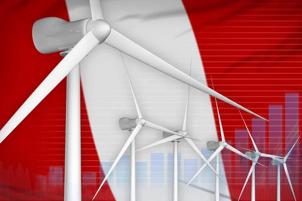 Perú energía eólica digital gráfico concepto - energía natural ambiental ilustración industrial. Ilustración 3D — Foto de Stock