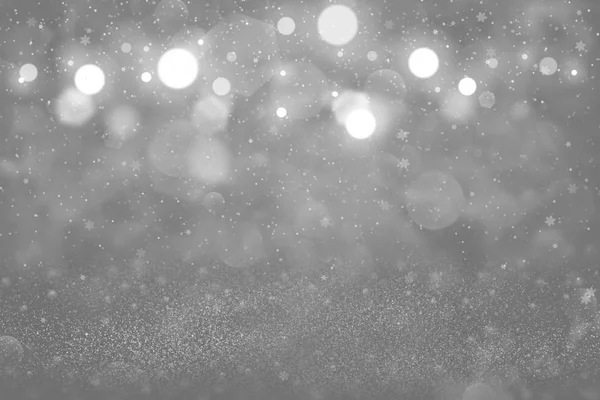 Parlak parlak ışıklar, yağan kar taneleri sineği ile Bokeh soyut arkaplanının odak noktasını çözdü, içeriğiniz için boş alanı olan kutlama modelleme dokusu — Stok fotoğraf