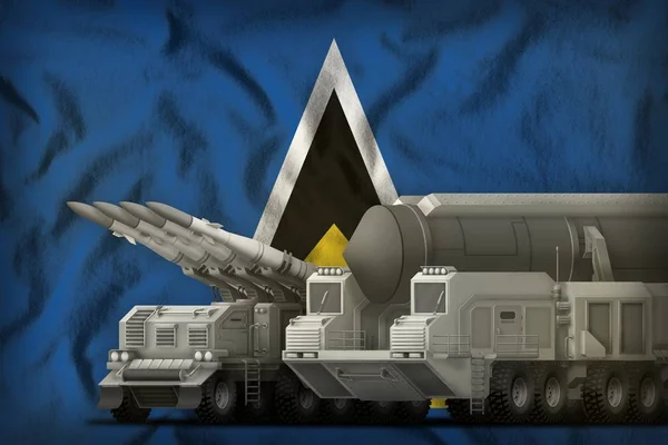 Saint Lucia raket troepen concept op de nationale vlag achtergrond. 3d Illustratie — Stockfoto