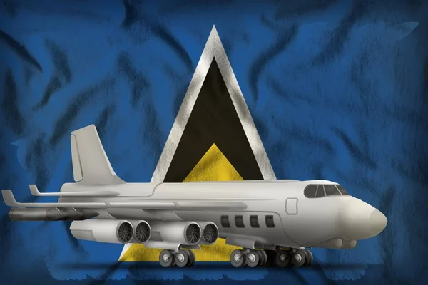 Bommenwerper op de achtergrond van de Saint Lucia staatsvlag. 3d Illustratie — Stockfoto