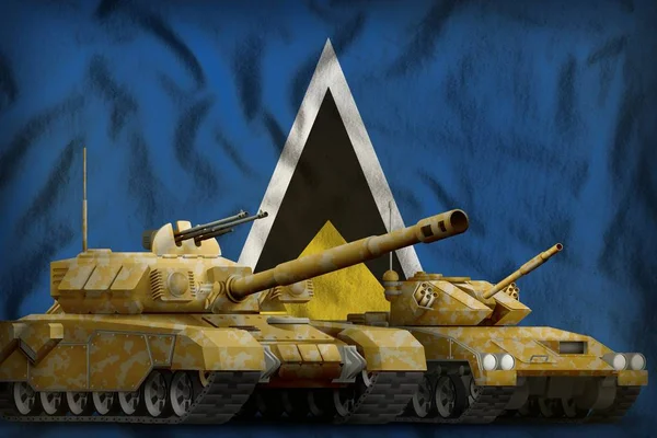 Saint Lucia tank forces concept on the national flag background. 3d Illustration — 스톡 사진