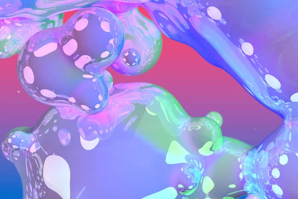 Bunt glänzend und glänzend Seife wie Schleim von flüssigen abstrakten Verlauf Textur 3D-Illustration - weicher Fokus Hintergrund Design-Vorlage — Stockfoto