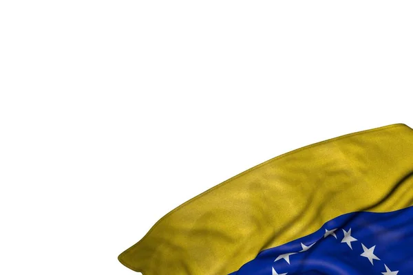 Hübsche venezuela Flagge mit großen Falten lag in der unteren rechten Ecke isoliert auf weiß - jede Urlaubsfahne 3d Illustration — Stockfoto