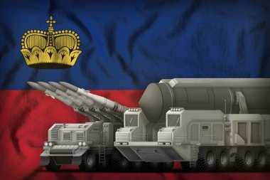 Ulusal bayrak arka planında Lihtenştayn roket birliği konsepti. 3d Görüntü