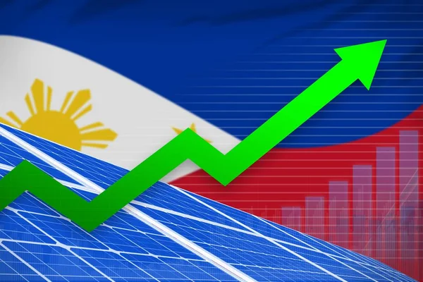 Philippines solar energy power rising chart, arrow up - modern natural energy industrial illustration. 3D Illustration — Stock Photo, Image