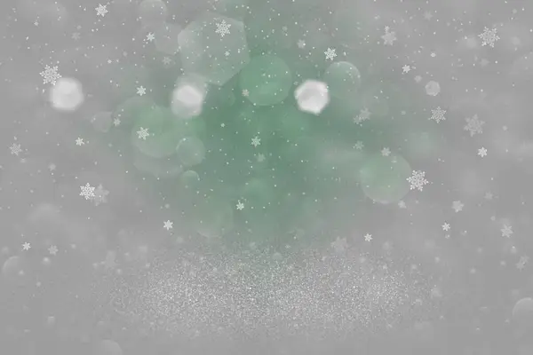 Całkiem genialne błyszczące światła rozproszone bokeh abstrakcyjne tło i spadające płatki śniegu latać, uroczysta faktura makieta z pustym miejscem na treści — Zdjęcie stockowe