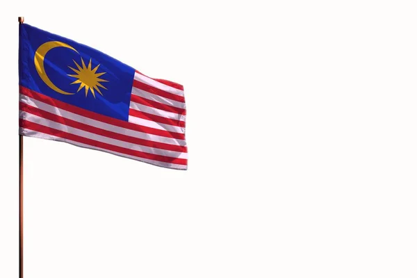 Fluttering Malaysia απομονωμένη σημαία σε λευκό φόντο, mockup με το χώρο για το περιεχόμενό σας. — Φωτογραφία Αρχείου