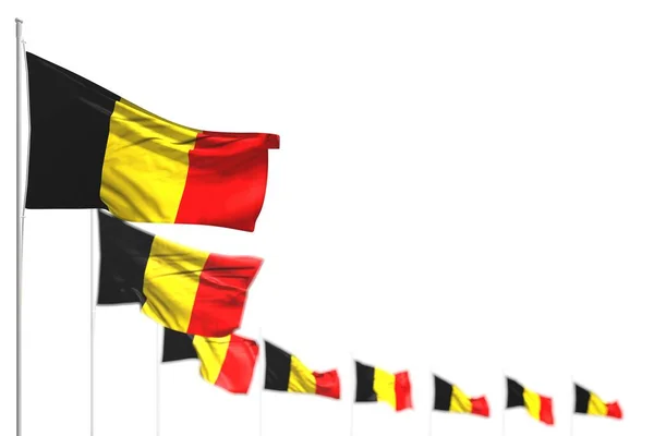 Jolie Belgique drapeaux isolés placés en diagonale, photo avec mise au point douce et place pour le contenu - tout drapeau de vacances illustration 3D — Photo