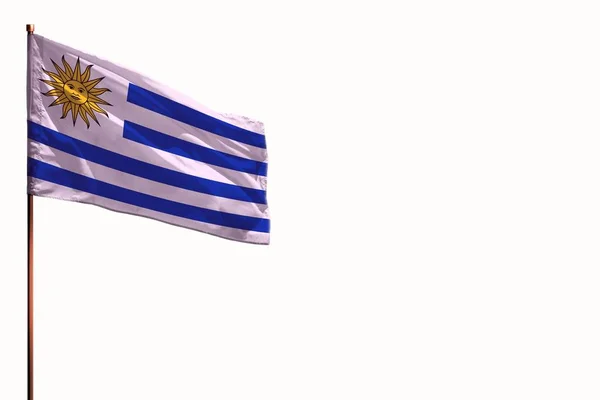 Fladdrande Uruguay isolerad flagga på vit bakgrund, mockup med utrymme för ditt innehåll. — Stockfoto
