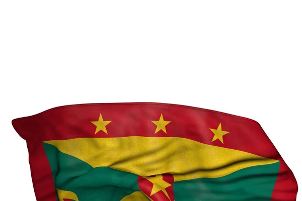 Hübsche Grenada-Flagge mit großen Falten, die unten isoliert auf weiß liegen - jede Urlaubsfahne 3D-Illustration — Stockfoto