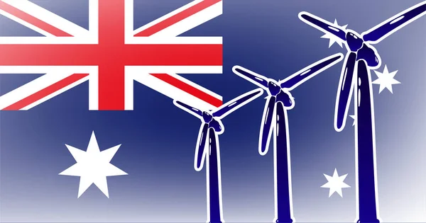 Szél Alternatív Energia Ausztráliában Vektor Illusztráció Szélgenerátor Zászló Háttér Színes — Stock Vector