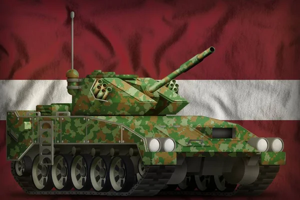 Könnyű Tank Apc Nyári Álcázással Lett Zászló Háttér Illusztráció — Stock Fotó