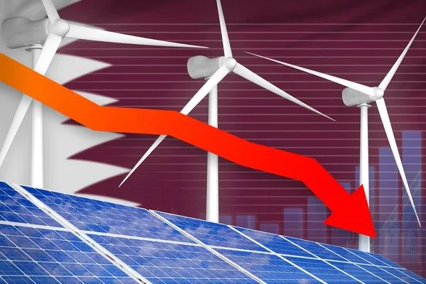 Qatar Abaissement Énergie Solaire Éolienne Graphique Flèche Vers Bas Illustration — Photo