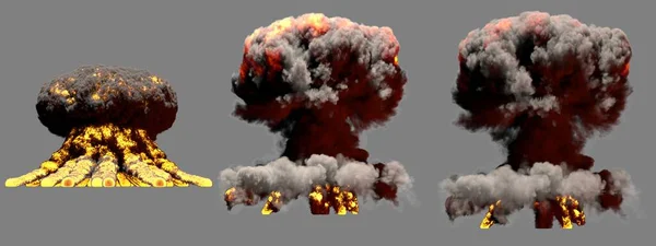 Огромных Различных Фазы Пожара Гриб Облако Взрыва Атомной Бомбы Дымом — стоковое фото