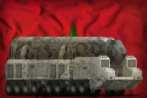 Interkontinental Ballistisk Missil Med Stadskamouflage Marockos Flagga Bakgrund Illustration — Stockfoto
