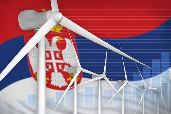 Serbia Energia Eolica Concetto Grafico Digitale Energia Rinnovabile Illustrazione Industriale — Foto Stock