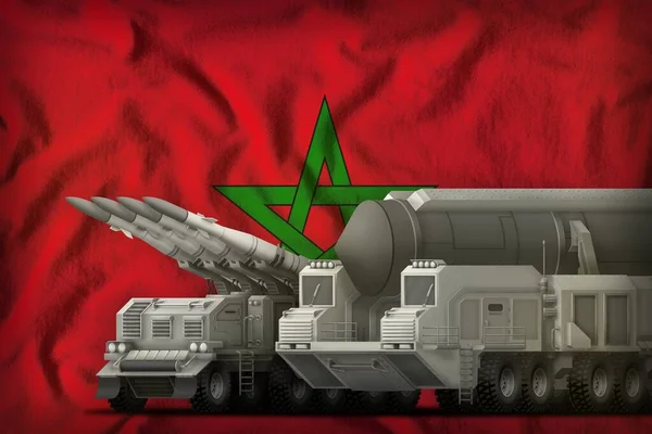 rocket forces on the Morocco flag background. Morocco rocket forces concept. 3d Illustration