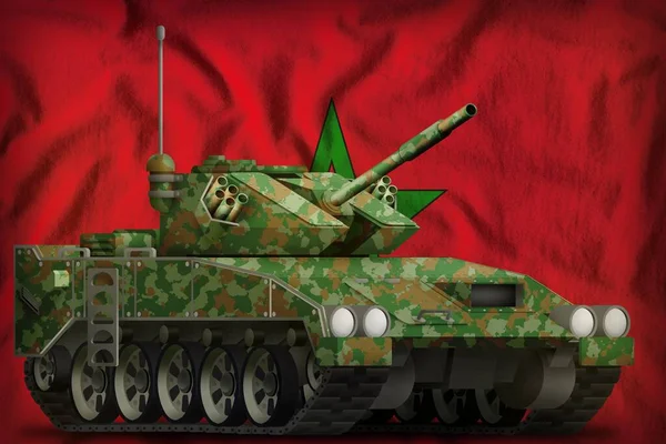 Apc Tanque Ligero Con Camuflaje Verano Fondo Bandera Marruecos Ilustración — Foto de Stock