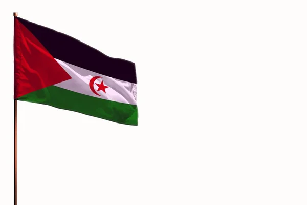 Fladdrande Västsahara Flagga Isolerad Mockup Med Plats För Din Text — Stockfoto