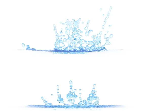 Zwei Seitenansichten Schöner Wasserspritzer Illustration Mockup Isoliert Auf Weiß Kreatives — Stockfoto