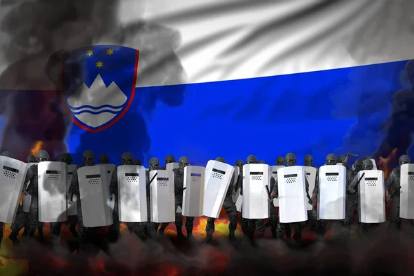 Eslovenia Protesta Concepto Lucha Las Fuerzas Especiales Policía Humo Pesado — Foto de Stock