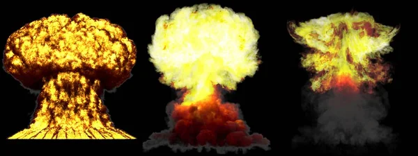 Large Very Highly Detailed Different Phases Mushroom Cloud Explosion Fusion — Stock Photo, Image